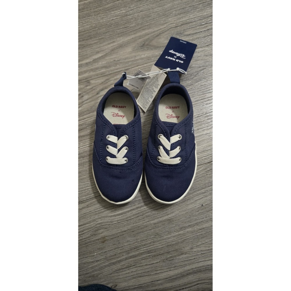 Kids Navy Blue Slip On Sneakers Canvas Casual Shoes White Sole Boys Girls - Picture 2 of 5
